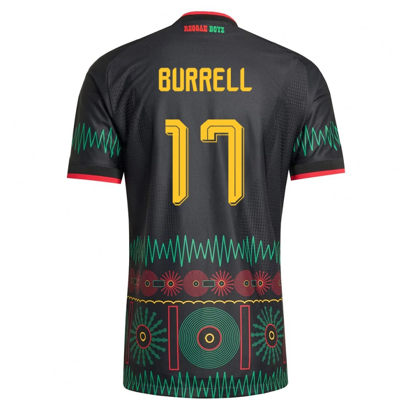 Danxen Män Jamaica Rumarn Burrell #17 Svart Röd Gul Bortatröja Matchtröjor 26-28 Tröjor T-Tröja