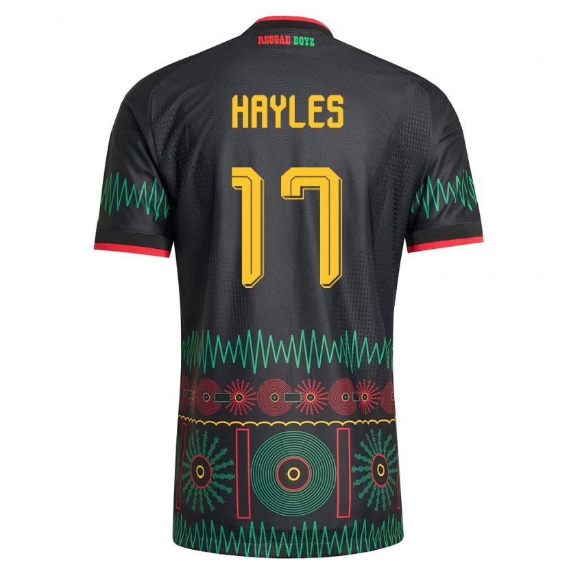 Danxen Män Jamaica Justin Hayles #17 Svart Röd Gul Bortatröja Matchtröjor 26-28 Tröjor T-Tröja
