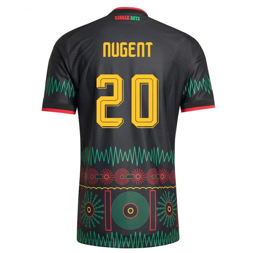 Danxen Män Jamaica Claver Nugent #20 Svart Röd Gul Bortatröja Matchtröjor 26-28 Tröjor T-Tröja