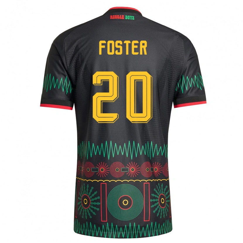 Danxen Män Jamaica Javan Foster #20 Svart Röd Gul Bortatröja Matchtröjor 26-28 Tröjor T-Tröja