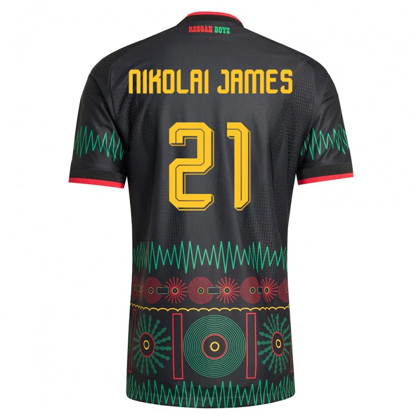 Danxen Män Jamaica Alex Nikolai James #21 Svart Röd Gul Bortatröja Matchtröjor 26-28 Tröjor T-Tröja