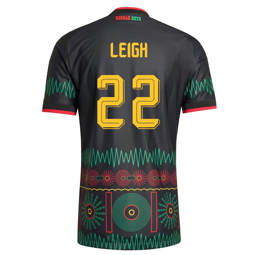 Danxen Män Jamaica Greg Leigh #22 Svart Röd Gul Bortatröja Matchtröjor 26-28 Tröjor T-Tröja