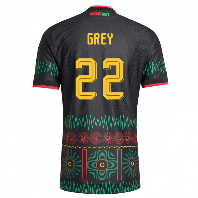 Danxen Män Jamaica Mireya Grey #22 Svart Röd Gul Bortatröja Matchtröjor 26-28 Tröjor T-Tröja