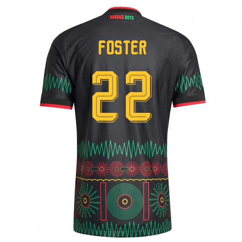 Danxen Män Jamaica Shanise Foster #22 Svart Röd Gul Bortatröja Matchtröjor 26-28 Tröjor T-Tröja