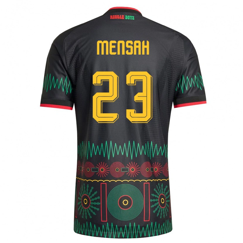 Danxen Män Jamaica Serena Mensah #23 Svart Röd Gul Bortatröja Matchtröjor 26-28 Tröjor T-Tröja