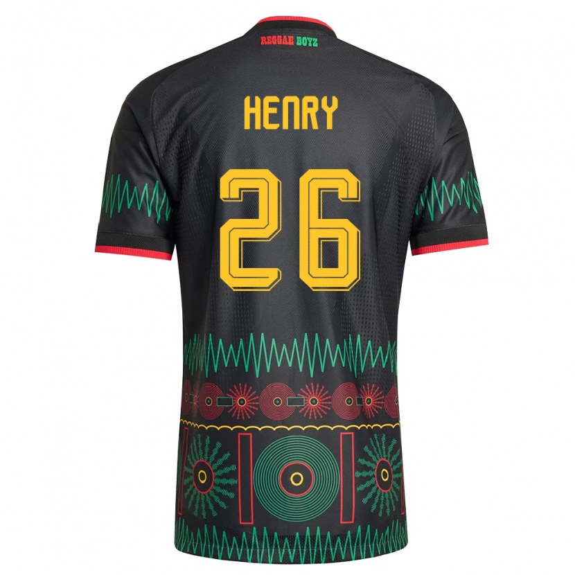 Danxen Män Jamaica Rico Henry #26 Svart Röd Gul Bortatröja Matchtröjor 26-28 Tröjor T-Tröja