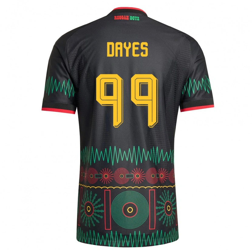 Danxen Män Jamaica Malikae Dayes #99 Svart Röd Gul Bortatröja Matchtröjor 26-28 Tröjor T-Tröja