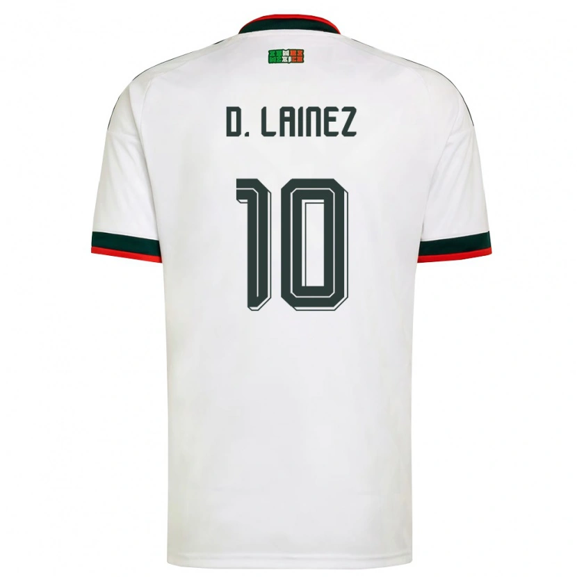 Danxen Män Mexiko Diego Lainez #10 Vit Burgund Grön Bortatröja Matchtröjor 26-28 Tröjor T-Tröja