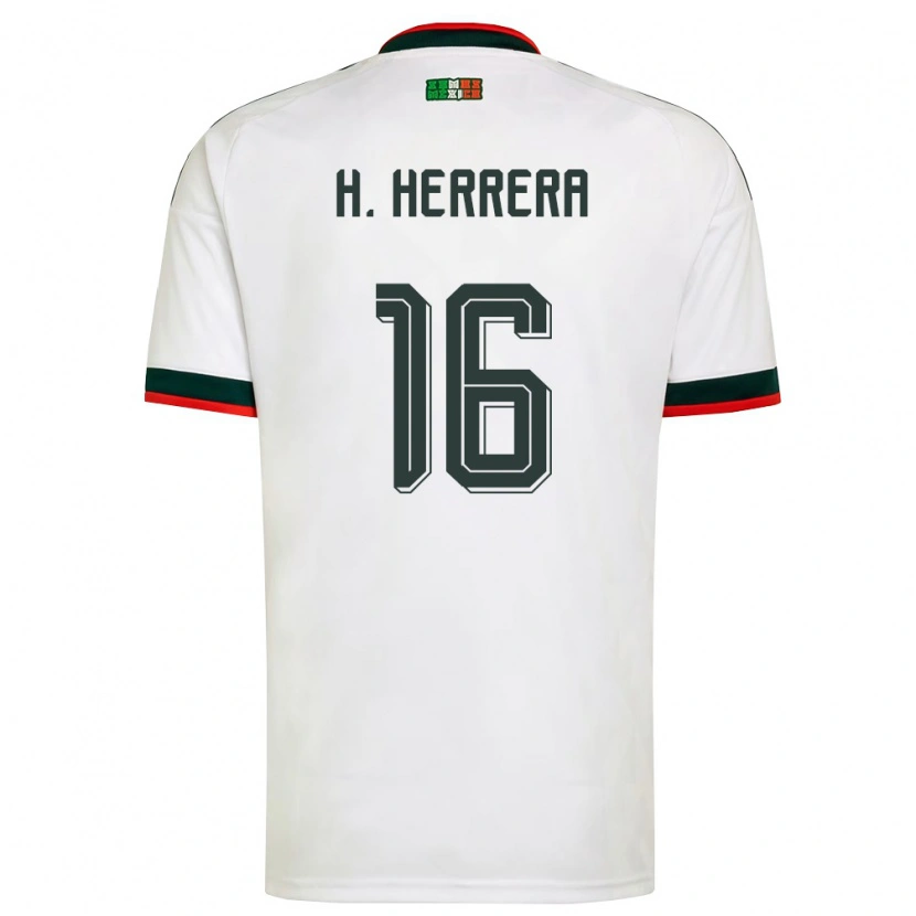 Danxen Män Mexiko Hector Herrera #16 Vit Burgund Grön Bortatröja Matchtröjor 26-28 Tröjor T-Tröja