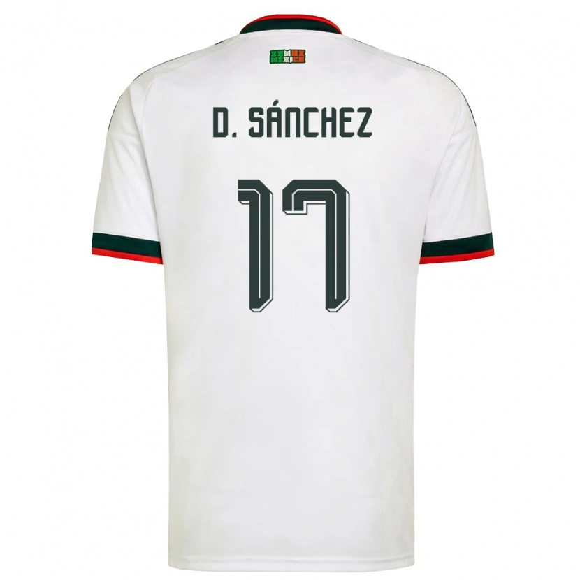 Danxen Män Mexiko Diego Sánchez #17 Vit Burgund Grön Bortatröja Matchtröjor 26-28 Tröjor T-Tröja