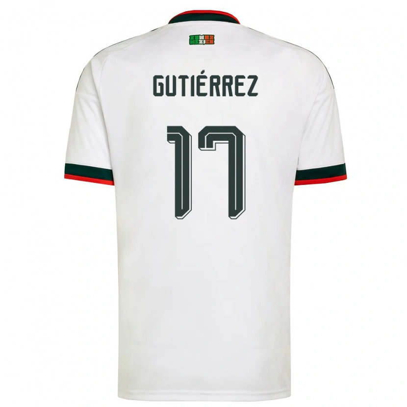 Danxen Män Mexiko Gerson Gutiérrez #17 Vit Burgund Grön Bortatröja Matchtröjor 26-28 Tröjor T-Tröja