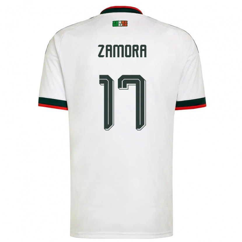 Danxen Män Mexiko Saul Zamora #17 Vit Burgund Grön Bortatröja Matchtröjor 26-28 Tröjor T-Tröja