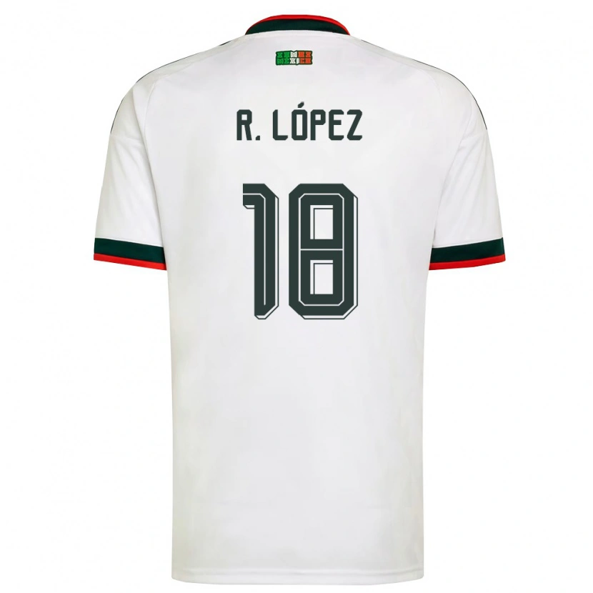 Danxen Män Mexiko Rodrigo López #18 Vit Burgund Grön Bortatröja Matchtröjor 26-28 Tröjor T-Tröja
