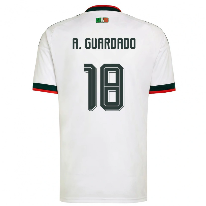 Danxen Män Mexiko Andres Guardado #18 Vit Burgund Grön Bortatröja Matchtröjor 26-28 Tröjor T-Tröja