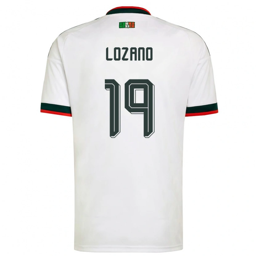 Danxen Män Mexiko Esteban Lozano #19 Vit Burgund Grön Bortatröja Matchtröjor 26-28 Tröjor T-Tröja