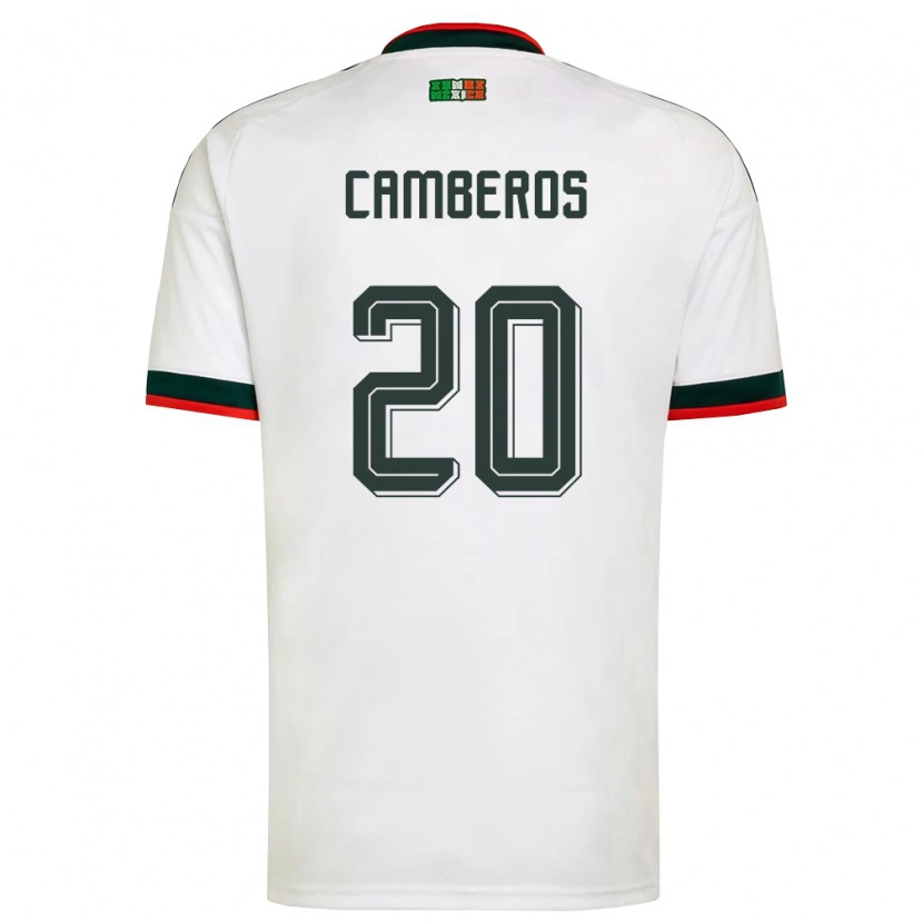 Danxen Män Mexiko Hugo Camberos #20 Vit Burgund Grön Bortatröja Matchtröjor 26-28 Tröjor T-Tröja