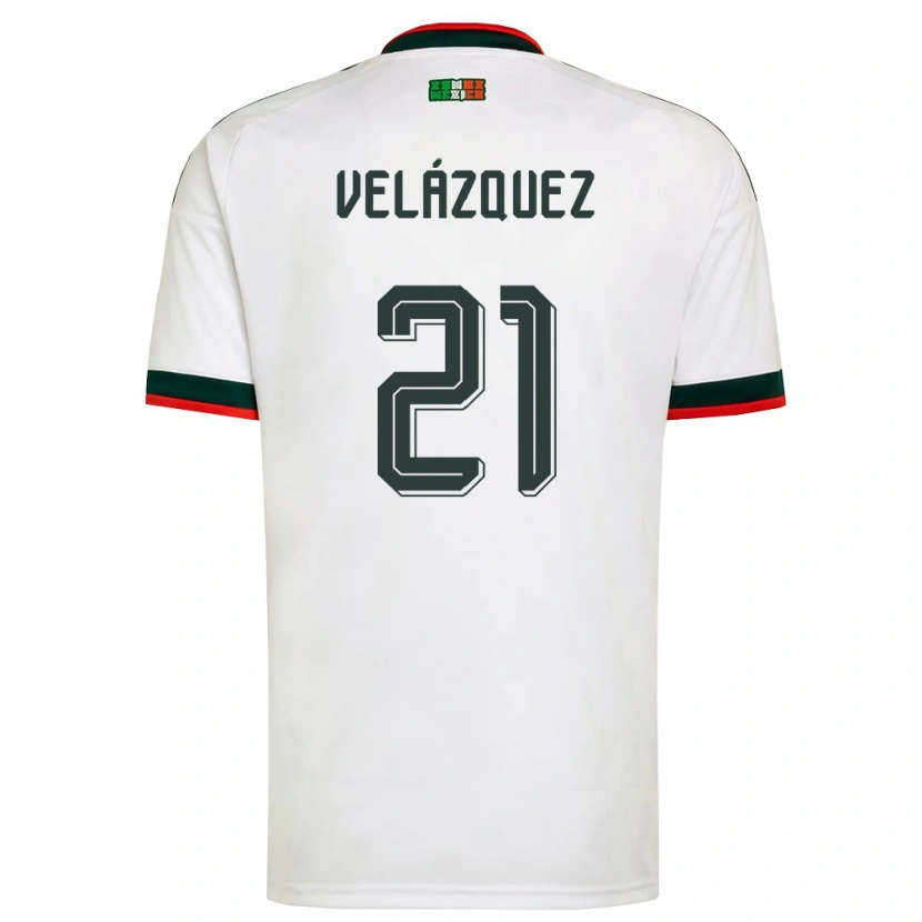 Danxen Män Mexiko Matías Velázquez #21 Vit Burgund Grön Bortatröja Matchtröjor 26-28 Tröjor T-Tröja