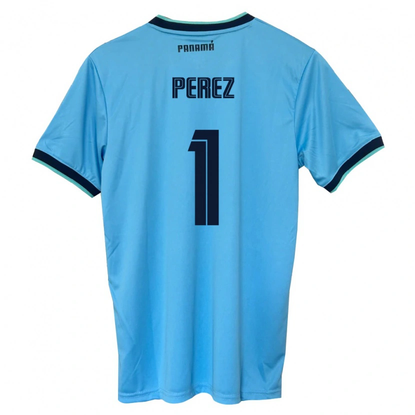 Danxen Män Panama Miguel Pérez #1 Himmelblå Svart Bortatröja Matchtröjor 26-28 Tröjor T-Tröja
