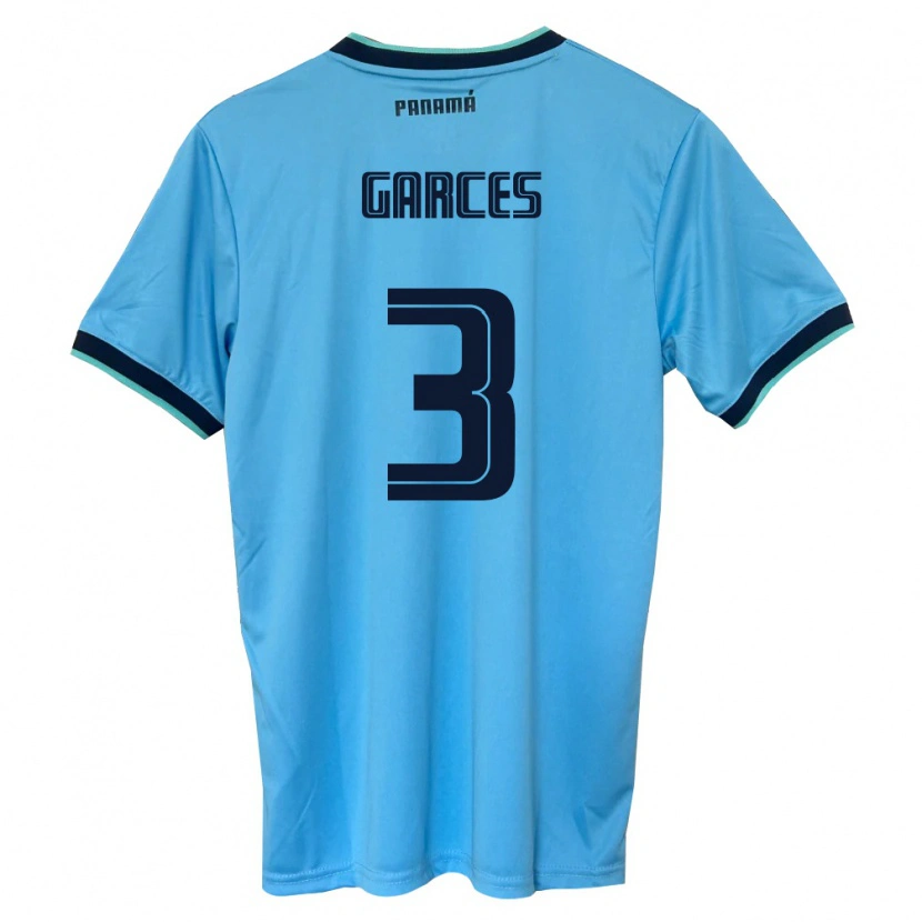 Danxen Män Panama Josue Garces #3 Himmelblå Svart Bortatröja Matchtröjor 26-28 Tröjor T-Tröja