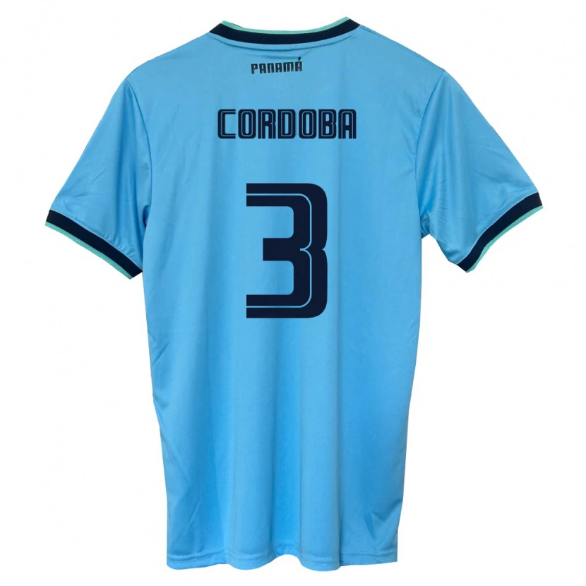 Danxen Män Panama José Córdoba #3 Himmelblå Svart Bortatröja Matchtröjor 26-28 Tröjor T-Tröja