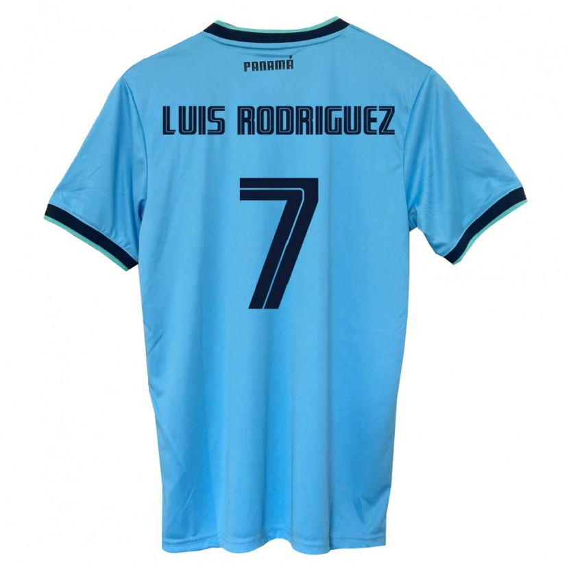 Danxen Män Panama José Luis Rodríguez #7 Himmelblå Svart Bortatröja Matchtröjor 26-28 Tröjor T-Tröja