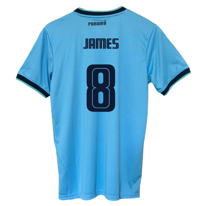 Danxen Män Panama Ángel James #8 Himmelblå Svart Bortatröja Matchtröjor 26-28 Tröjor T-Tröja