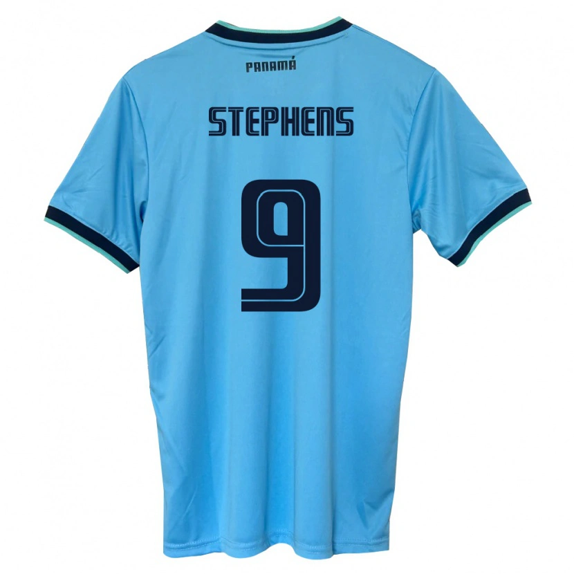 Danxen Män Panama Alfredo Stephens #9 Himmelblå Svart Bortatröja Matchtröjor 26-28 Tröjor T-Tröja