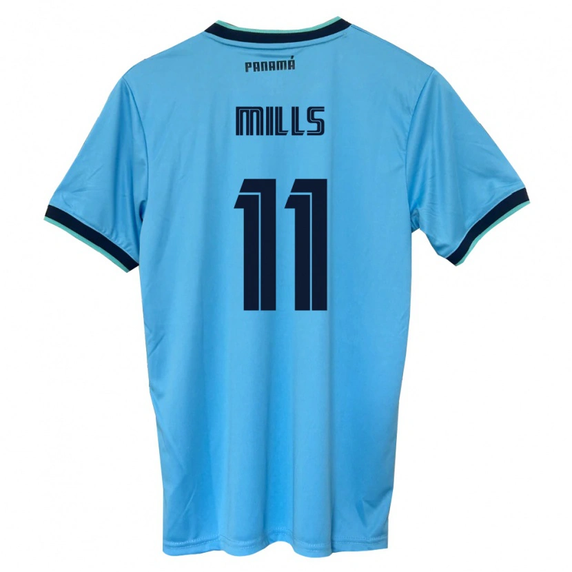 Danxen Män Panama Natalia Mills #11 Himmelblå Svart Bortatröja Matchtröjor 26-28 Tröjor T-Tröja