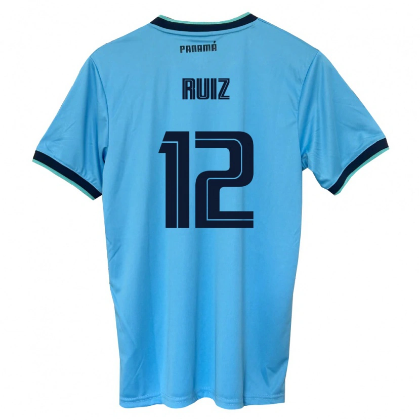 Danxen Män Panama Alberto Ruiz #12 Himmelblå Svart Bortatröja Matchtröjor 26-28 Tröjor T-Tröja
