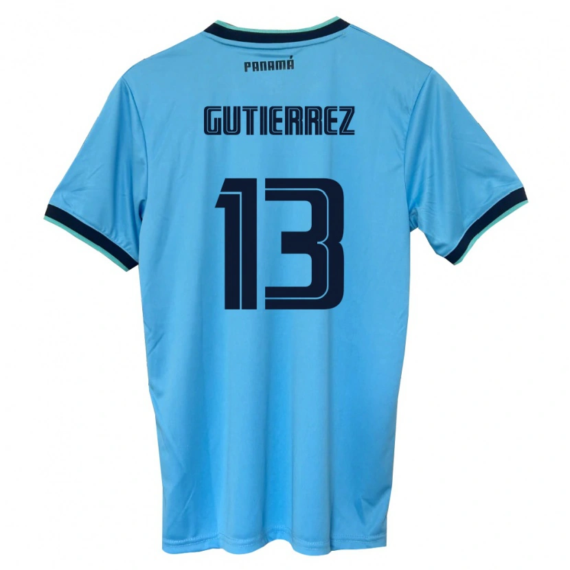 Danxen Män Panama Mickeylis Gutiérrez #13 Himmelblå Svart Bortatröja Matchtröjor 26-28 Tröjor T-Tröja