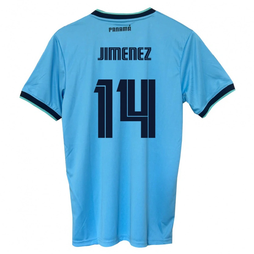 Danxen Män Panama Juan Jiménez #14 Himmelblå Svart Bortatröja Matchtröjor 26-28 Tröjor T-Tröja