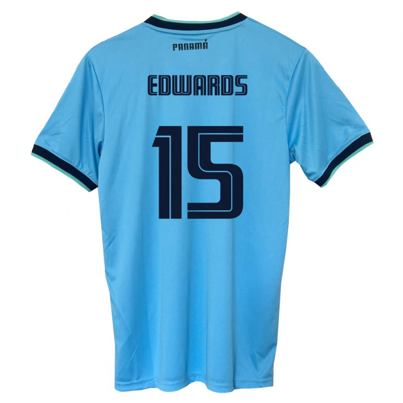 Danxen Män Panama Emanuel Edwards #15 Himmelblå Svart Bortatröja Matchtröjor 26-28 Tröjor T-Tröja