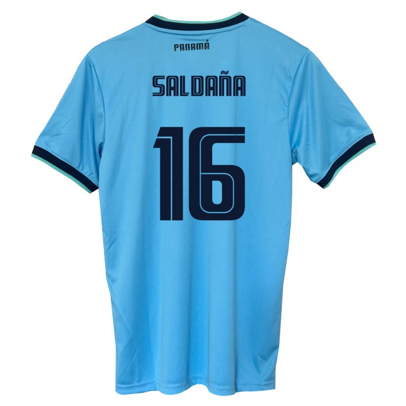 Danxen Män Panama Allan Saldaña #16 Himmelblå Svart Bortatröja Matchtröjor 26-28 Tröjor T-Tröja
