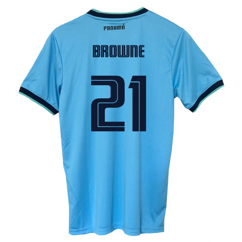 Danxen Män Panama Omar Browne #21 Himmelblå Svart Bortatröja Matchtröjor 26-28 Tröjor T-Tröja
