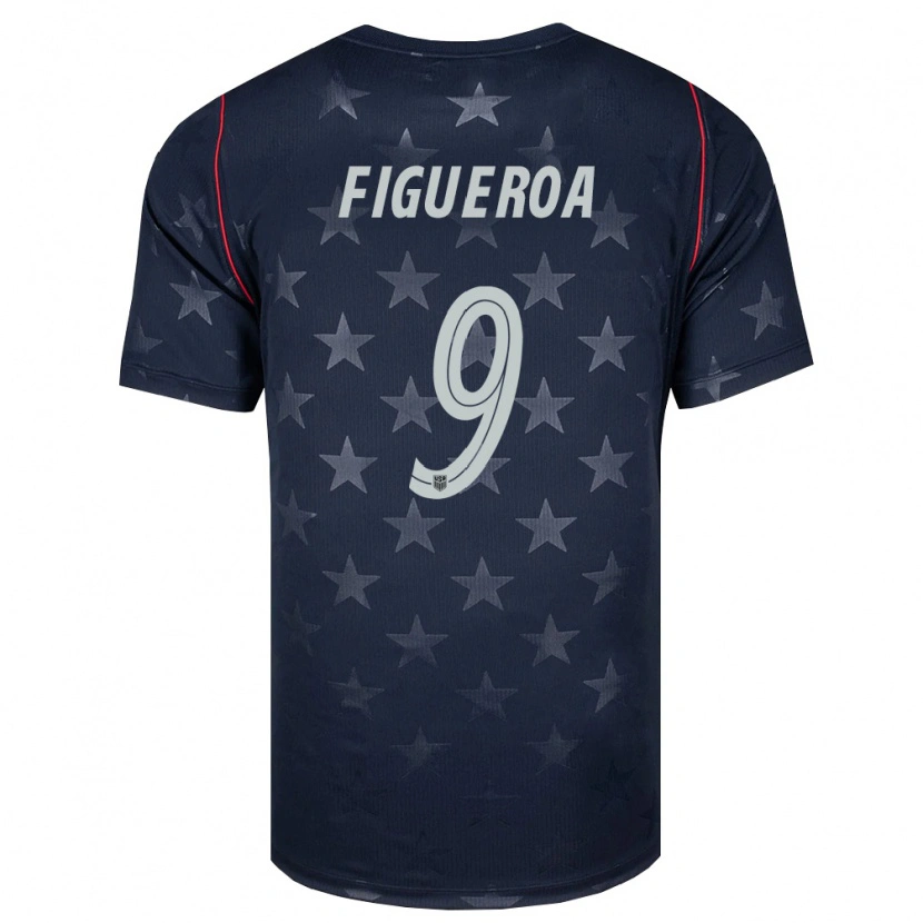 Danxen Män Usa Keyrol Figueroa #9 Svart Vit Röd Bortatröja Matchtröjor 26-28 Tröjor T-Tröja