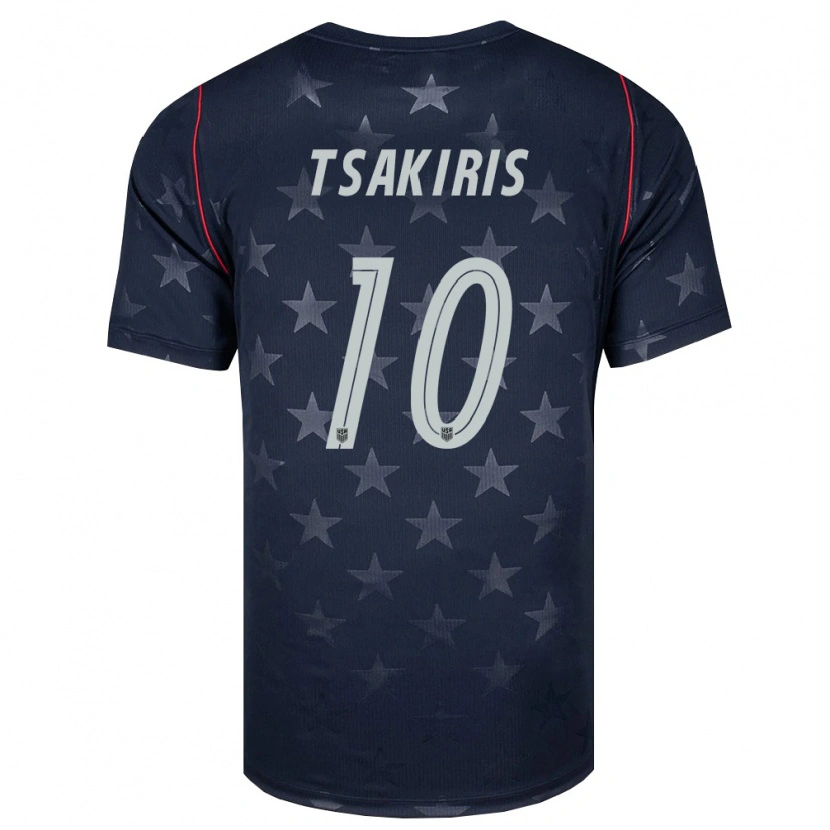 Danxen Män Usa Niko Tsakiris #10 Svart Vit Röd Bortatröja Matchtröjor 26-28 Tröjor T-Tröja