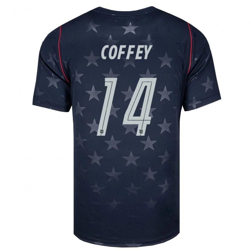 Danxen Män Usa Sam Coffey #14 Svart Vit Röd Bortatröja Matchtröjor 26-28 Tröjor T-Tröja