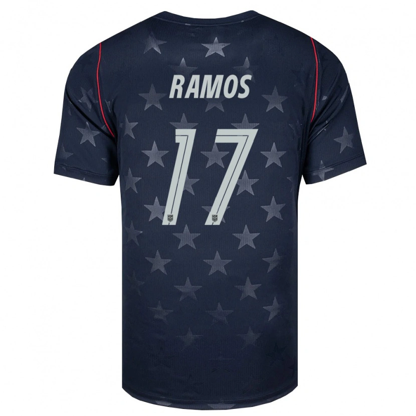 Danxen Män Usa Rubén Ramos #17 Svart Vit Röd Bortatröja Matchtröjor 26-28 Tröjor T-Tröja