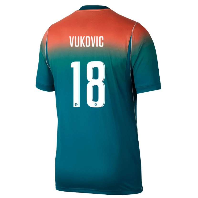 Danxen Män Australien Danny Vukovic #18 Grön Rosa Bortatröja Matchtröjor 26-28 Tröjor T-Tröja