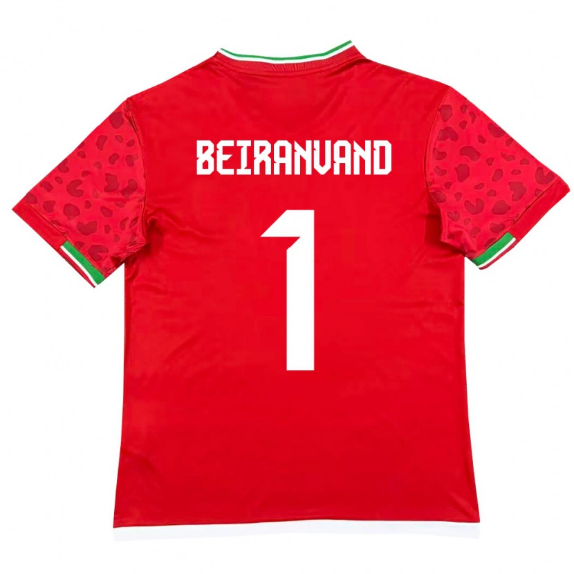 Danxen Män Iran Alireza Beiranvand #1 Röd Vit Bortatröja Matchtröjor 26-28 Tröjor T-Tröja