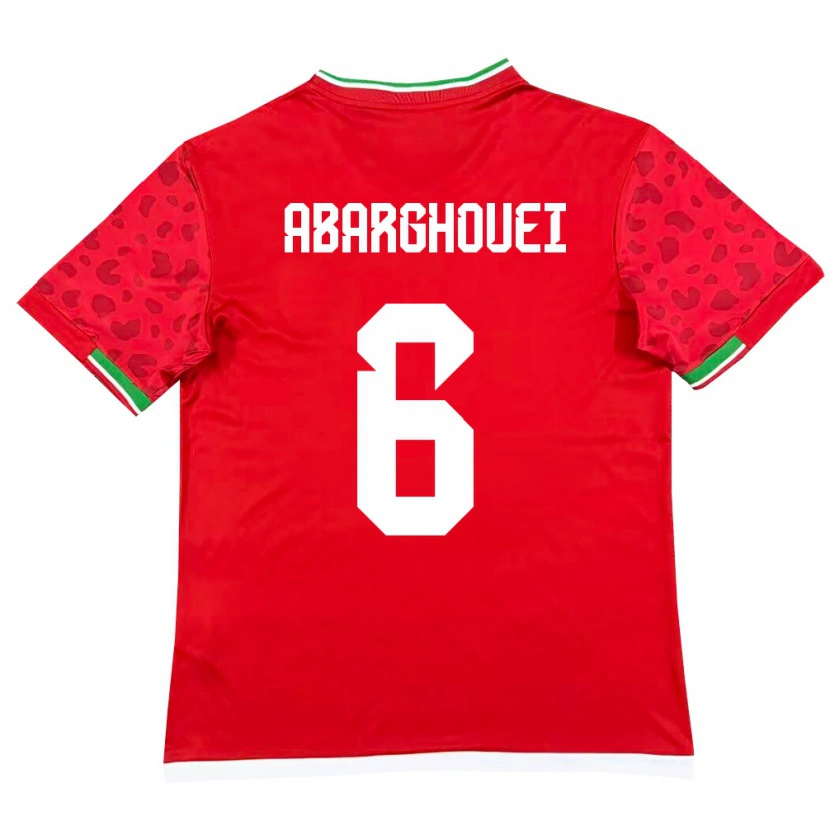 Danxen Män Iran Hossein Abarghouei #6 Röd Vit Bortatröja Matchtröjor 26-28 Tröjor T-Tröja