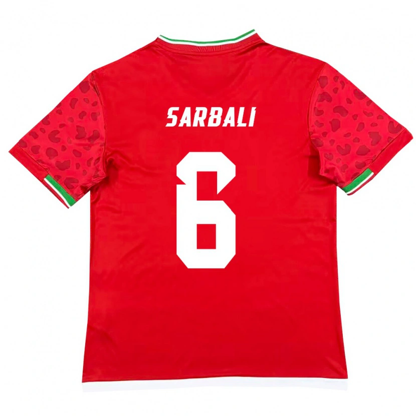 Danxen Män Iran Zahra Sarbali #6 Röd Vit Bortatröja Matchtröjor 26-28 Tröjor T-Tröja