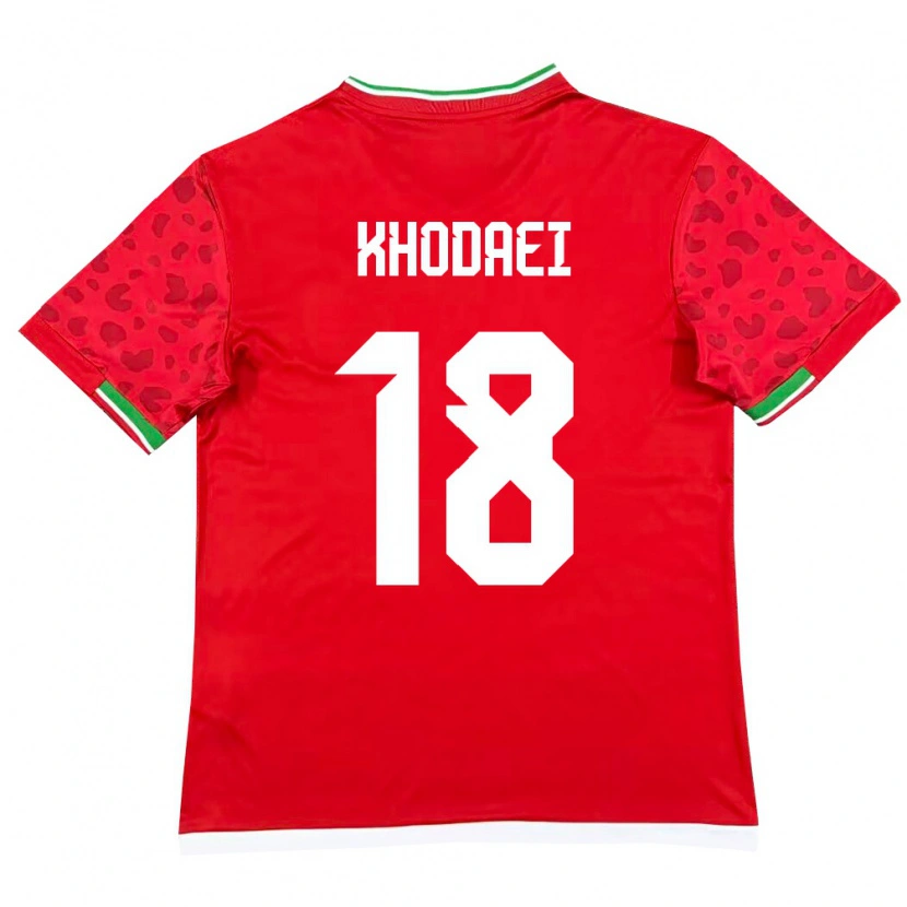 Danxen Män Iran Alireza Khodaei #18 Röd Vit Bortatröja Matchtröjor 26-28 Tröjor T-Tröja
