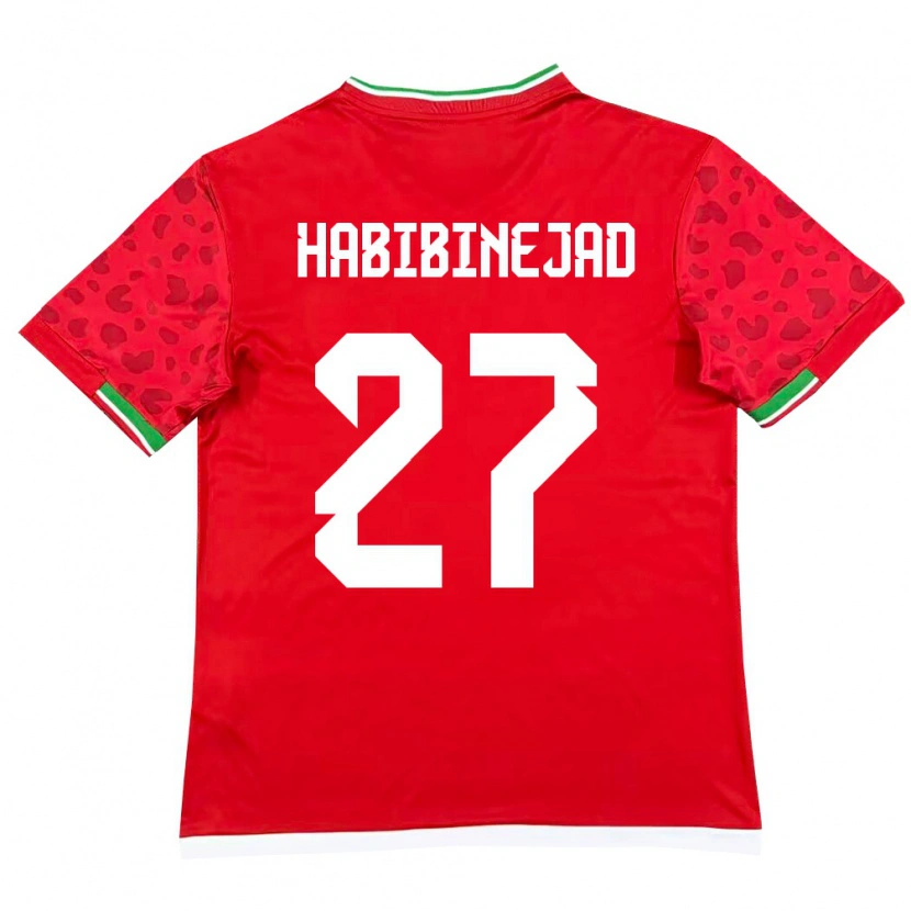 Danxen Män Iran Hadi Habibinejad #27 Röd Vit Bortatröja Matchtröjor 26-28 Tröjor T-Tröja