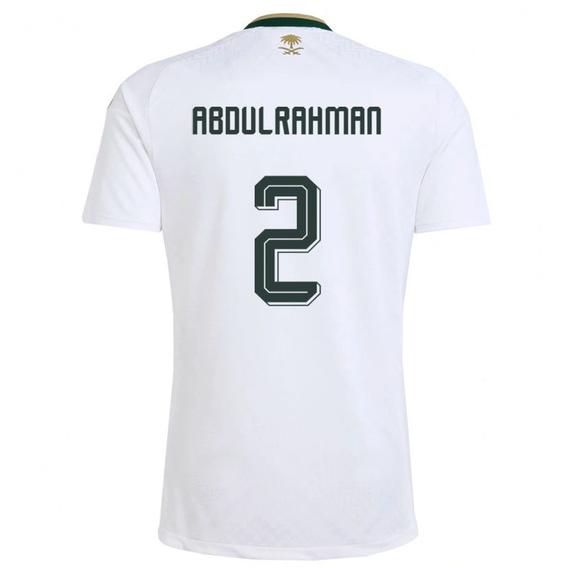 Danxen Män Saudi-Arabien Mohammed Abdulrahman #2 Vit Grön Guld Bortatröja Matchtröjor 26-28 Tröjor T-Tröja
