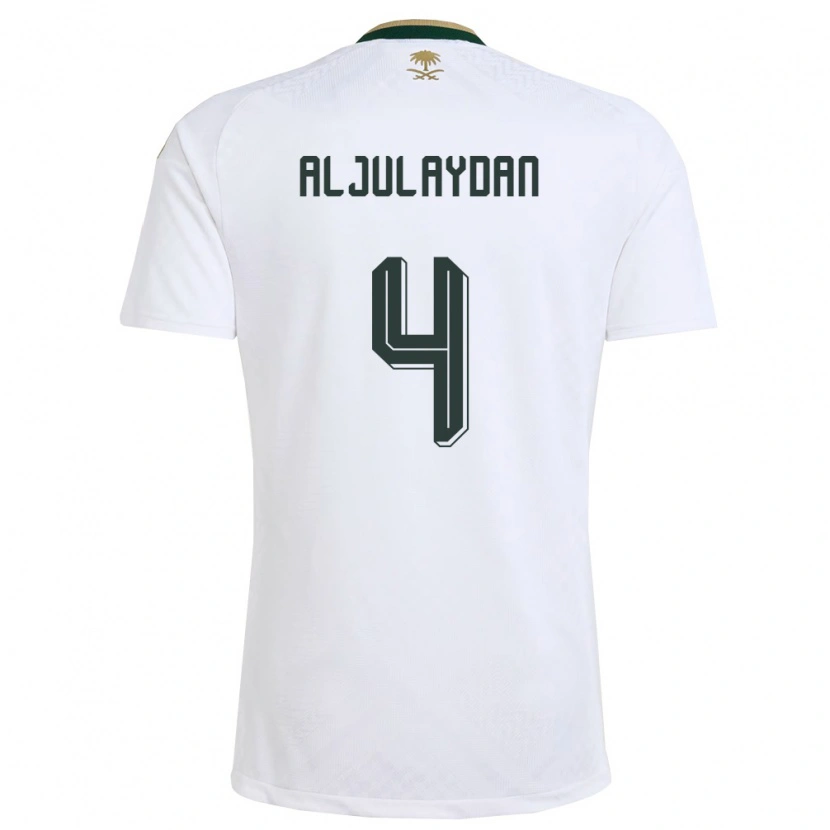 Danxen Män Saudi-Arabien Ahmed Aljulaydan #4 Vit Grön Guld Bortatröja Matchtröjor 26-28 Tröjor T-Tröja