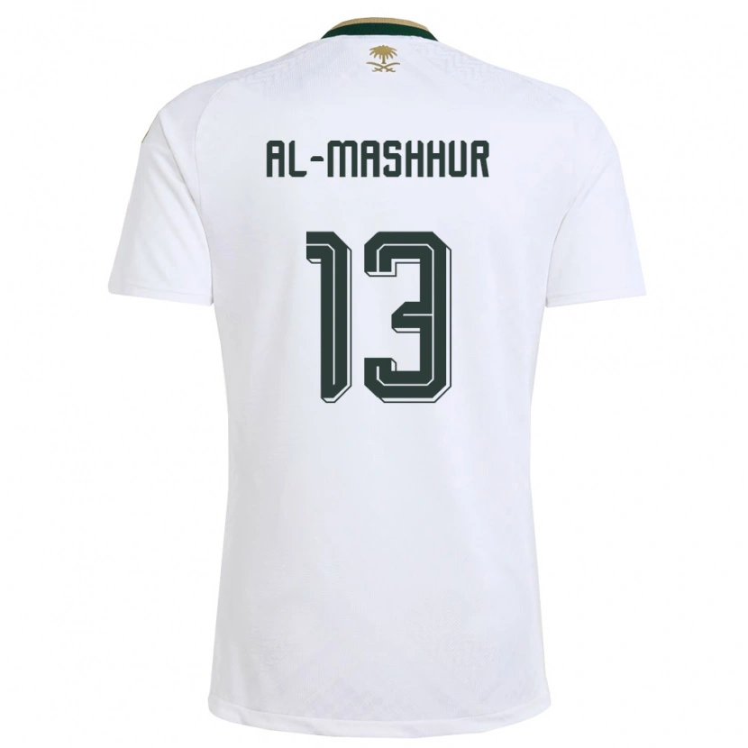 Danxen Män Saudi-Arabien Fawaz Al-Mashhur #13 Vit Grön Guld Bortatröja Matchtröjor 26-28 Tröjor T-Tröja