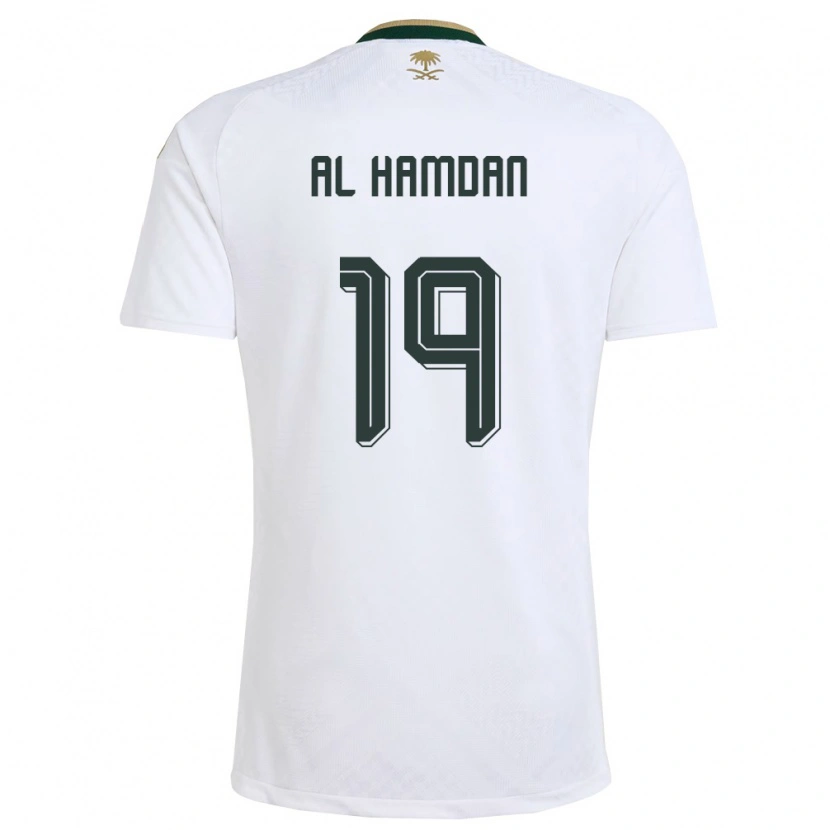 Danxen Män Saudi-Arabien Abdullah Al-Hamdan #19 Vit Grön Guld Bortatröja Matchtröjor 26-28 Tröjor T-Tröja