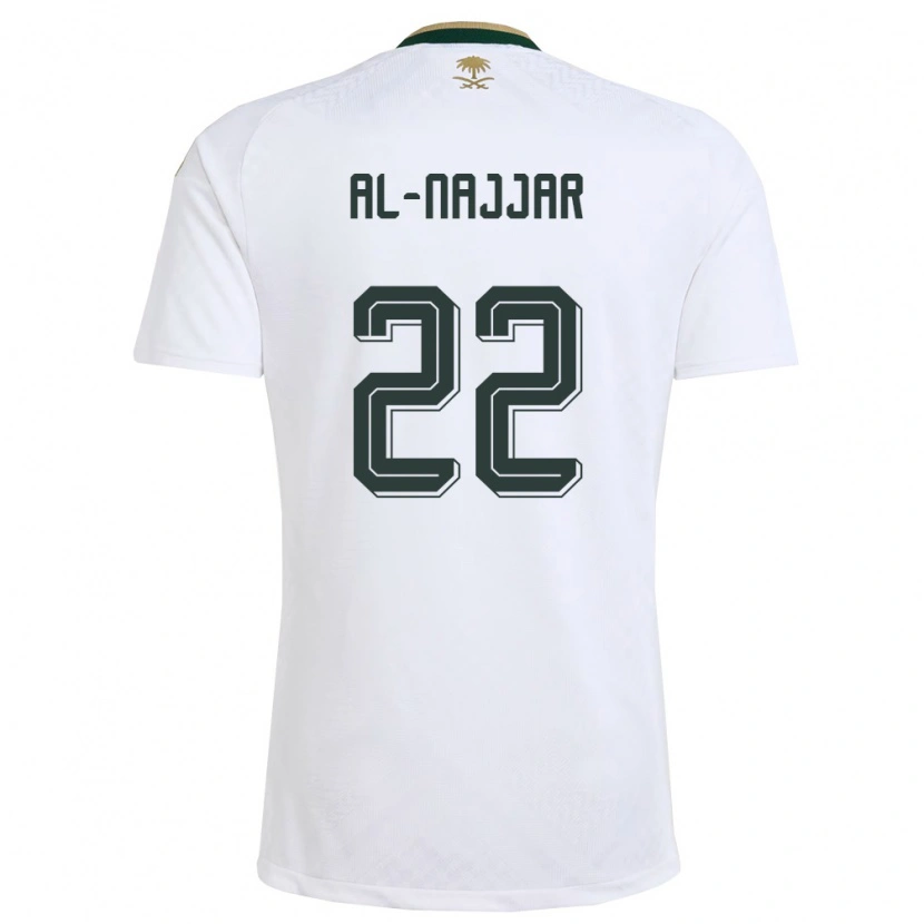Danxen Män Saudi-Arabien Raghed Al-Najjar #22 Vit Grön Guld Bortatröja Matchtröjor 26-28 Tröjor T-Tröja