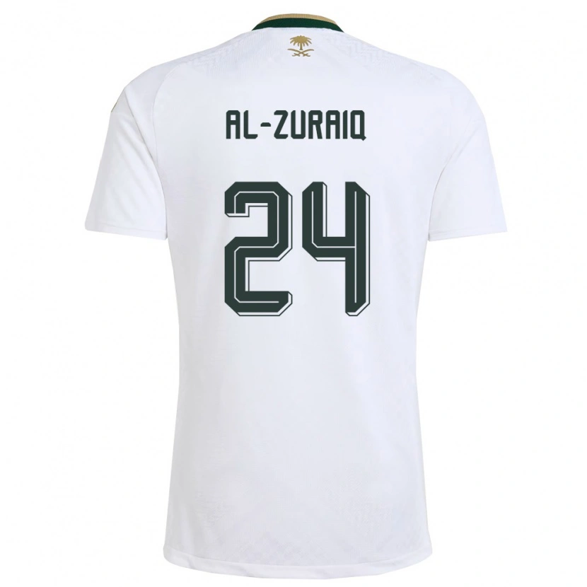 Danxen Män Saudi-Arabien Saeed Ibrahim Al-Zuraiq #24 Vit Grön Guld Bortatröja Matchtröjor 26-28 Tröjor T-Tröja